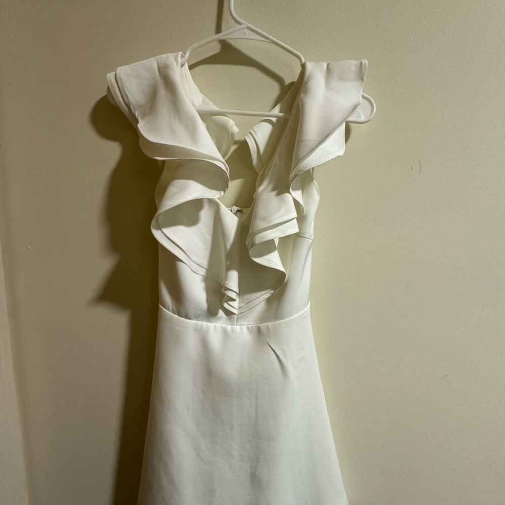LULUS White Ruffled Skater Dress